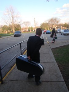 Lugging the instrument...